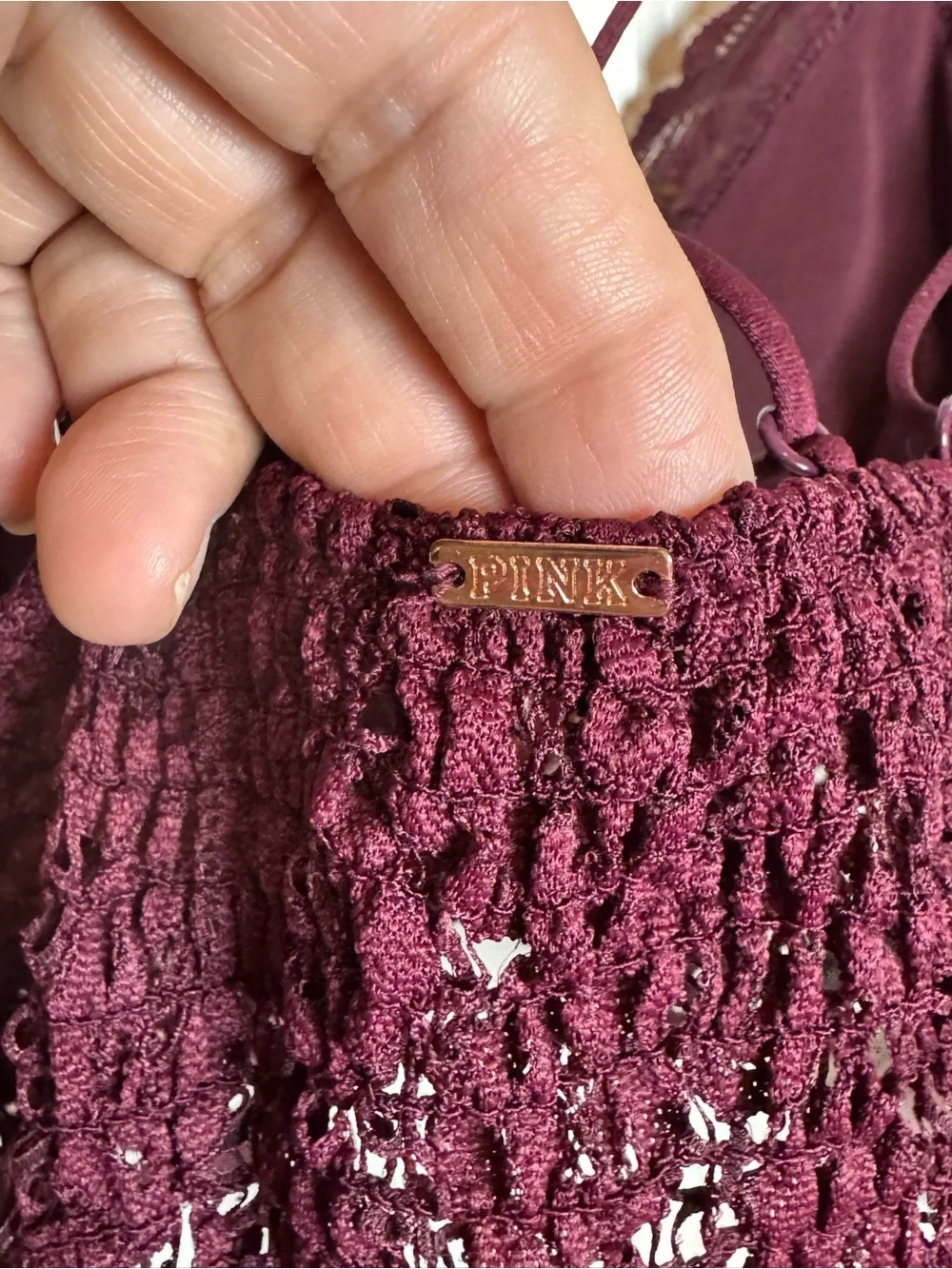 PINK Victoria's Secret Plum Lace Strappy Bralette